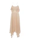 Philosophy Di Lorenzo Serafini Pink Long Dress With Crossed Straps On The Back In Lace Woman