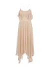 Philosophy Di Lorenzo Serafini Pink Long Dress With Crossed Straps On The Back In Lace Woman In Pink