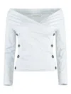 Philosophy Di Lorenzo Serafini Modern Crepe Blouse With Side Button Fastening In Blue
