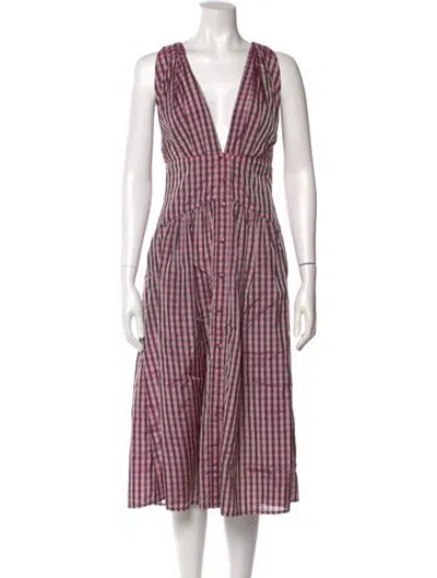Pre-owned Philosophy Di Lorenzo Serafini Plaid Print Midi Length Dress In Pink