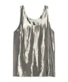 Philosophy Di Lorenzo Serafini Sleeveless Silk-blend Top With Rounded Neckline In Metallic