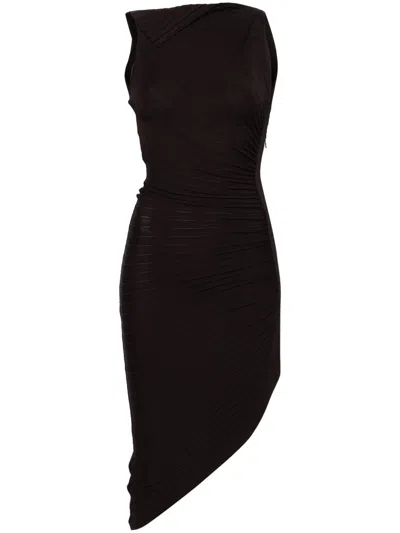 Philosophy Di Lorenzo Serafini Pleated Asymmetric Midi Dress In Brown