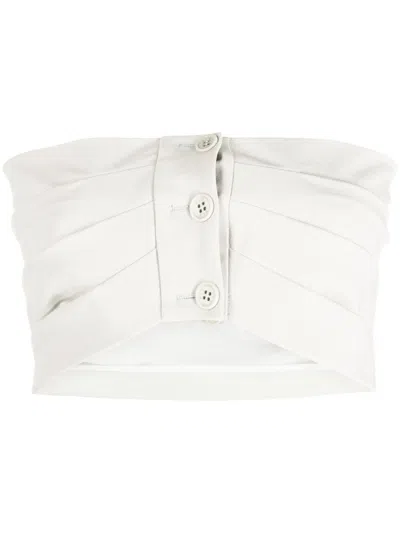 Philosophy Di Lorenzo Serafini Pleated Button-up Tube Top In Grey
