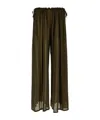Philosophy Di Lorenzo Serafini Sheer Wide Leg Trousers With Drawstring Detail In Green