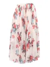Philosophy Di Lorenzo Serafini Pleated Floral Print Skirt With Airy Silhouette In Neutral