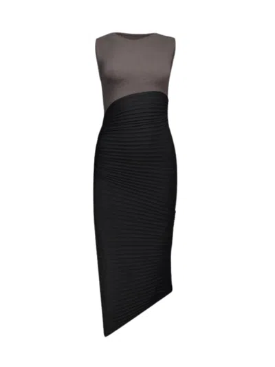 Philosophy Di Lorenzo Serafini Pleated Jersey Dress In Nero E Marrone