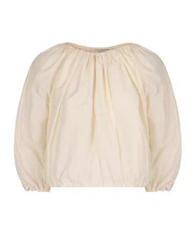 Philosophy Di Lorenzo Serafini Pleated Long-sleeved Blouse In Neutral
