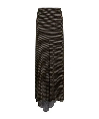Philosophy Di Lorenzo Serafini Polka-dot Asymmetric Long Skirt In Black