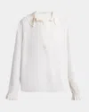 Philosophy Di Lorenzo Serafini Pleated Ruffle Collared Blouse In Ivory