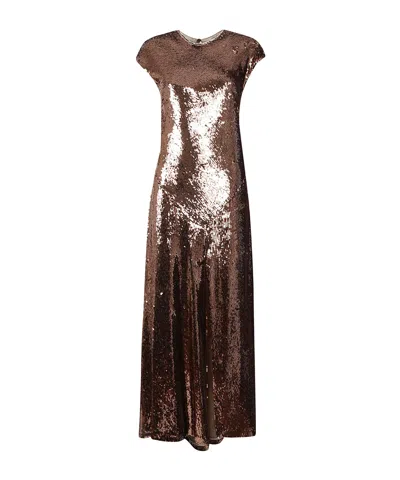 Philosophy Di Lorenzo Serafini Pleated Sequinned Gown In Brown