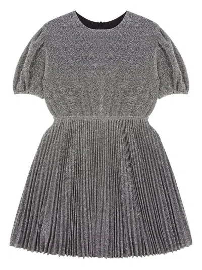 Philosophy Di Lorenzo Serafini Kids' Pleated Short Sleeve Dress In Silver