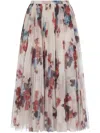 Philosophy Di Lorenzo Serafini Pleated Skirt With Floral Print In Brown