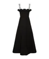 Philosophy Di Lorenzo Serafini Black Dress With Ruffles And Thin Shoulder Straps In Cotton Blend And Tech Fabric Woman In Black