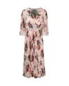 Philosophy Di Lorenzo Serafini Floral Pattern Midi Dress With Elegant Drape In Black