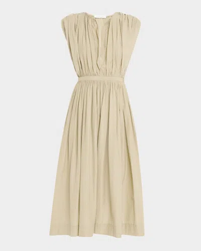 Philosophy Di Lorenzo Serafini Plunging Gathered Midi Dress In Ivory
