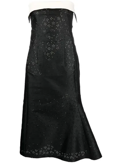 Philosophy Di Lorenzo Serafini Pointelle Knit Midi Dress In Black