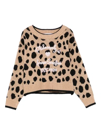 Philosophy Di Lorenzo Serafini Polka-dot Knit Sweater In Brown