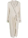 Philosophy Di Lorenzo Serafini Polka-dot Print Belted Midi Dress In Neutrals