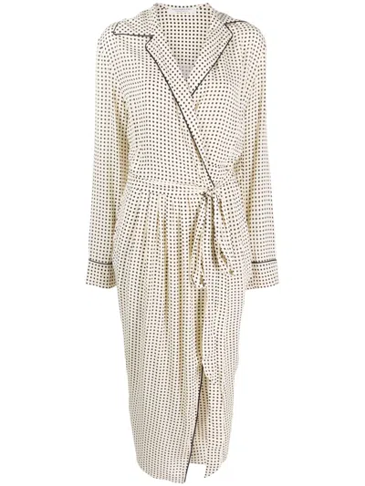 Philosophy Di Lorenzo Serafini Polka-dot Print Belted Midi Dress In Neutrals