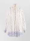 Philosophy Di Lorenzo Serafini Mini Shirt Dress With Ruffled Collar And Long Sleeves In White
