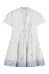 Philosophy Di Lorenzo Serafini Printed Short-sleeve A-line Mini Dress In Fantasiabianco
