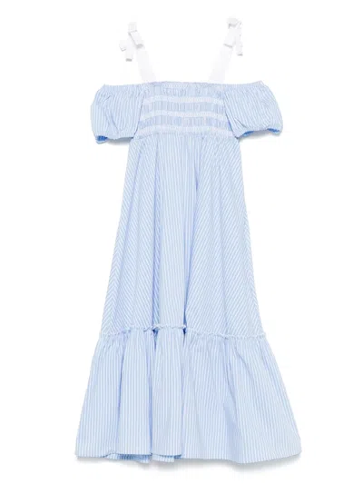 Philosophy Di Lorenzo Serafini Kids' Poplin Striped Dress In Blue