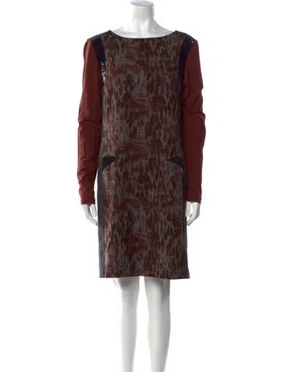 Pre-owned Philosophy Di Lorenzo Serafini Printed Knee-length Dress In Brown