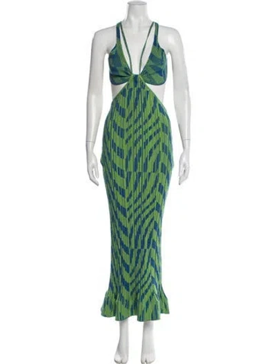 Pre-owned Philosophy Di Lorenzo Serafini Printed Long Dress In Green