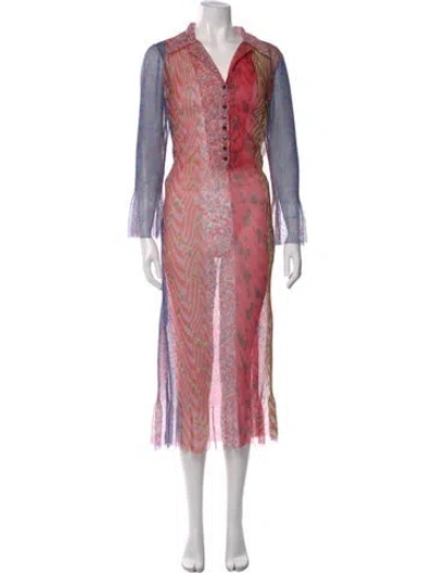Pre-owned Philosophy Di Lorenzo Serafini Printed Long Dress In Pink