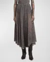 Philosophy Di Lorenzo Serafini Printed Mesh Gathered Midi Skirt In Grey