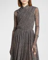 Philosophy Di Lorenzo Serafini Printed Mesh Long-sleeve Crossover Bodysuit In Grey