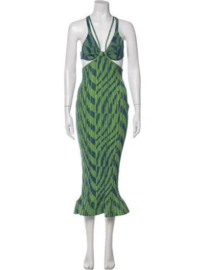 Pre-owned Philosophy Di Lorenzo Serafini Printed Midi Length Dress In Green