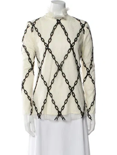 Pre-owned Philosophy Di Lorenzo Serafini Printed Mock Neck Button-up Top In Yellow