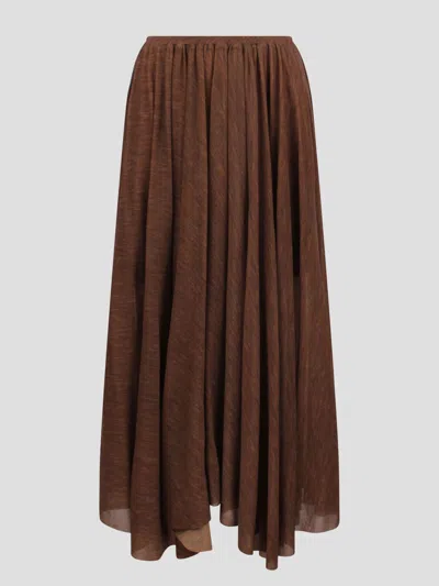 Philosophy Di Lorenzo Serafini Printed Stretch Tulle Skirt In Braun