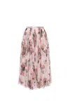 Philosophy Di Lorenzo Serafini Skirt Longuette In Tulle With Flower Print In Beige