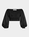 Philosophy Di Lorenzo Serafini Bishop-sleeves Crop Top In Multi Black
