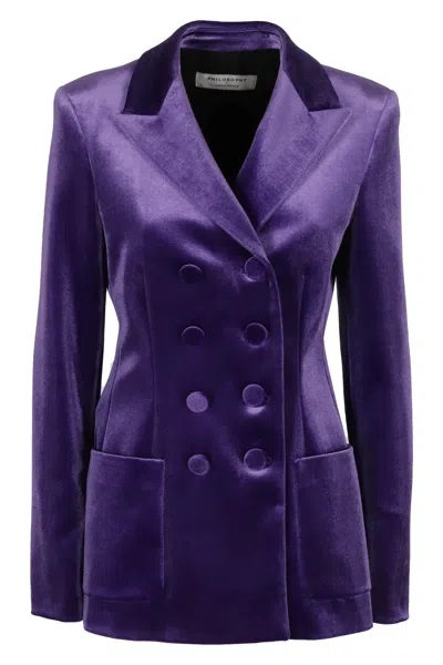 PHILOSOPHY DI LORENZO SERAFINI PURPLE VELVET BLAZER