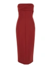 Philosophy Di Lorenzo Serafini Red Midi Bustier Dress With Draped Detail In Fabric Woman In Red