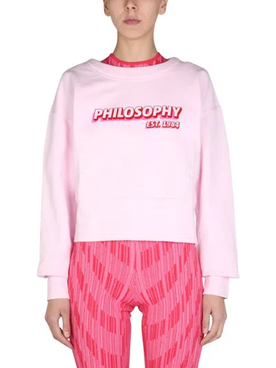 Philosophy Di Lorenzo Serafini Regular Fit Sweatshirt With Boat Neckline In Pink