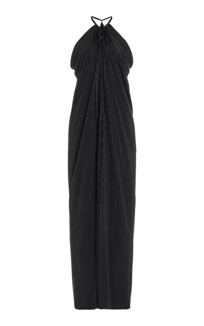 Philosophy Di Lorenzo Serafini Rhinestone-embellished Jersey Maxi Dress In Black