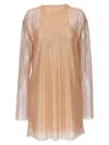 Philosophy Di Lorenzo Serafini Rhinestone-embellished Mesh Dress With Matching Petticoat In Brown