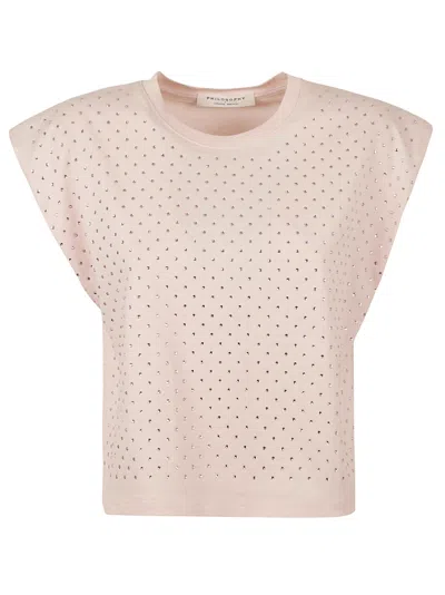 Philosophy Di Lorenzo Serafini Rhinestone Embellished Sleeveless T-shirt In Fantasy Pink