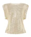 Philosophy Di Lorenzo Serafini Gold Rhinestone Sheer Sleeveless Blouse In Nude