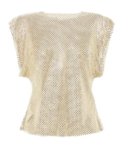 PHILOSOPHY DI LORENZO SERAFINI RHINESTONE SHEER SLEEVELESS BLOUSE