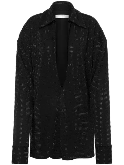 Philosophy Di Lorenzo Serafini V-neck Rhinestone Embellished Blouse In Black