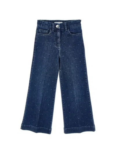 Philosophy Di Lorenzo Serafini Kids' Rhinestone-embellished Wide-leg Jeans In Blue
