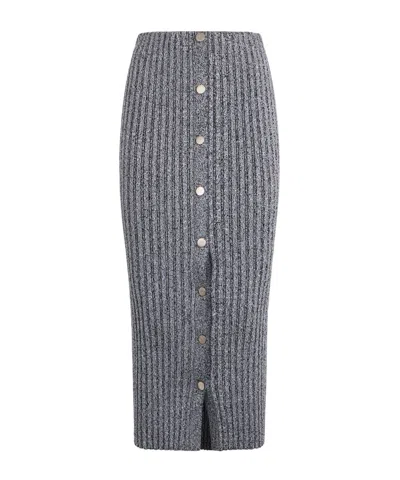 Philosophy Di Lorenzo Serafini Ribbed Button Midi Knitted Skirt In Gray