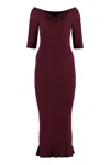 Philosophy Di Lorenzo Serafini Burgundy Off-the-shoulder Ruffled Midi Dress
