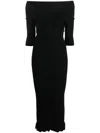 Philosophy Di Lorenzo Serafini Black Ribbed Maxi Dress With Braided Detail In Viscose Blend Woman