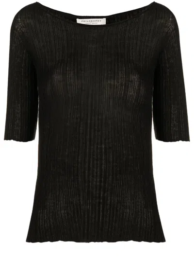 Philosophy Di Lorenzo Serafini Ribbed-knit Top In Schwarz
